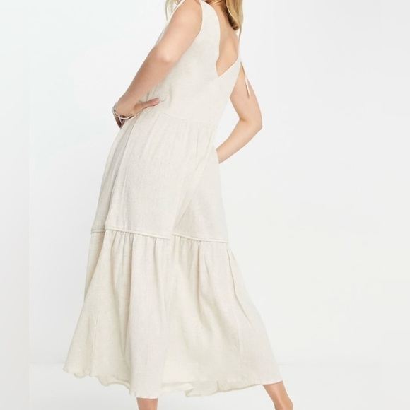 ASOS Design Milkmaid peasant sand boho linen blend cottage core maxi sundress 8 - Picture 12 of 12